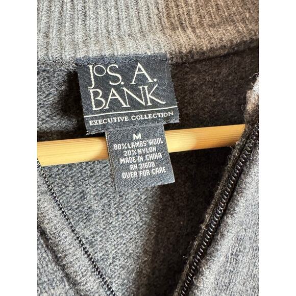 Men’s Jos. A Banks Lambs Wool Blend Quarter zip sweater Gray Preppy Medium - Picture 3 of 8